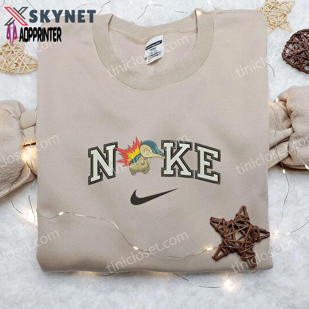 Cyndaquil x nike embroidered shirt: pokemon customized design for ultimate style Embroidered Shirt