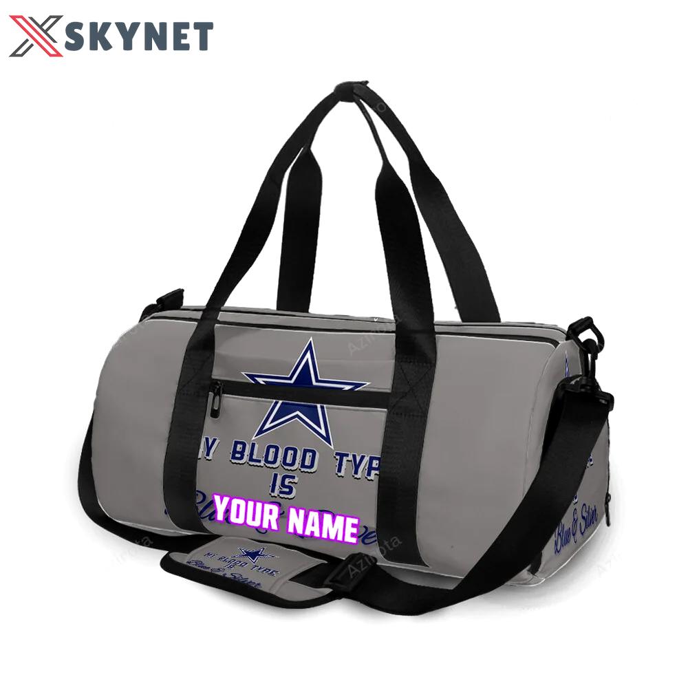 Dallas cowboys my blood type personalized name travel bag gym bag 145 Travel Bag
