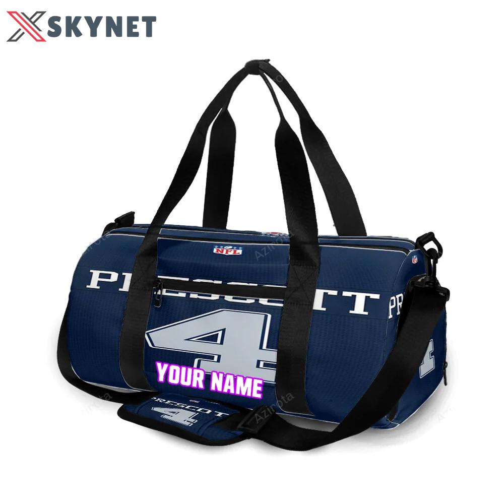 Dallas cowboys prescott 4 jersey personalized name travel bag gym bag 1307 Travel Bag