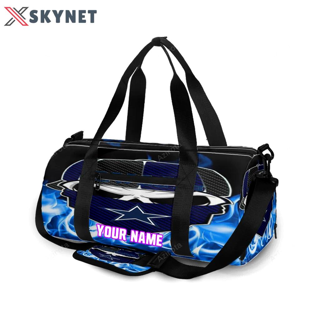 Dallas cowboys skull wearing mask fire personalized name travel bag gym bag 672 Travel Bag