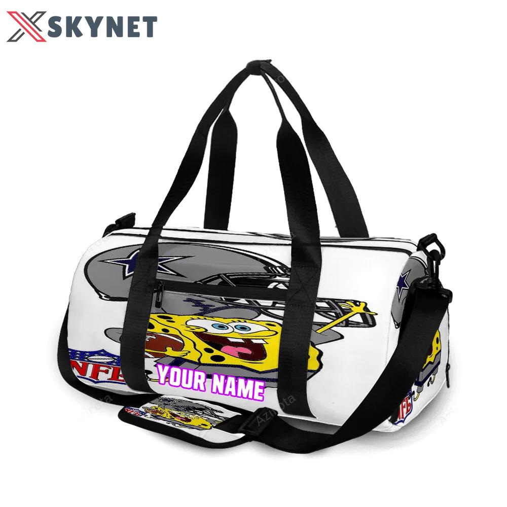 Dallas cowboys spongebob jumping personalized name travel bag gym bag 872 Travel Bag
