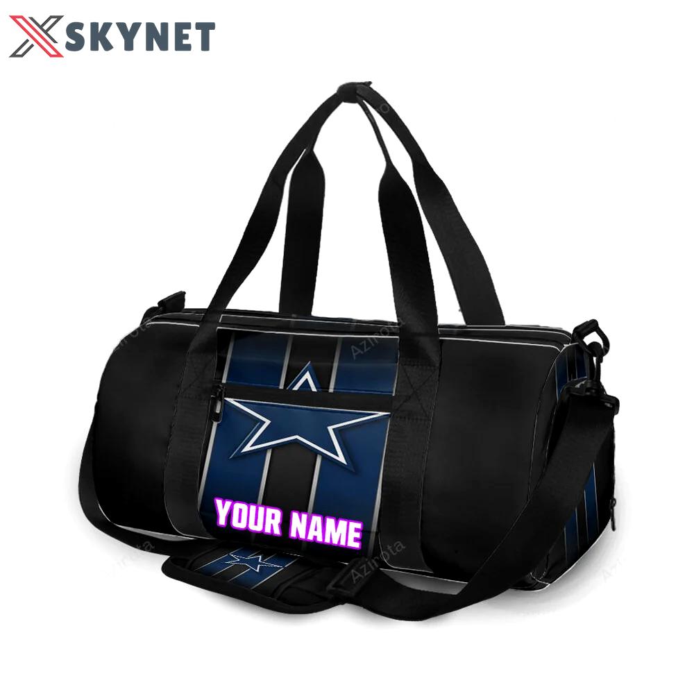 Dallas cowboys star striped black personalized name travel bag gym bag 2026 Travel Bag