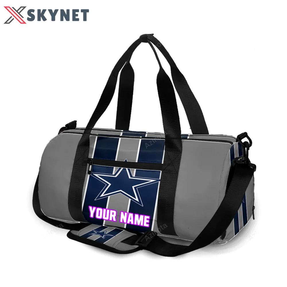 Dallas cowboys star striped gray personalized name travel bag gym bag 1890 Travel Bag
