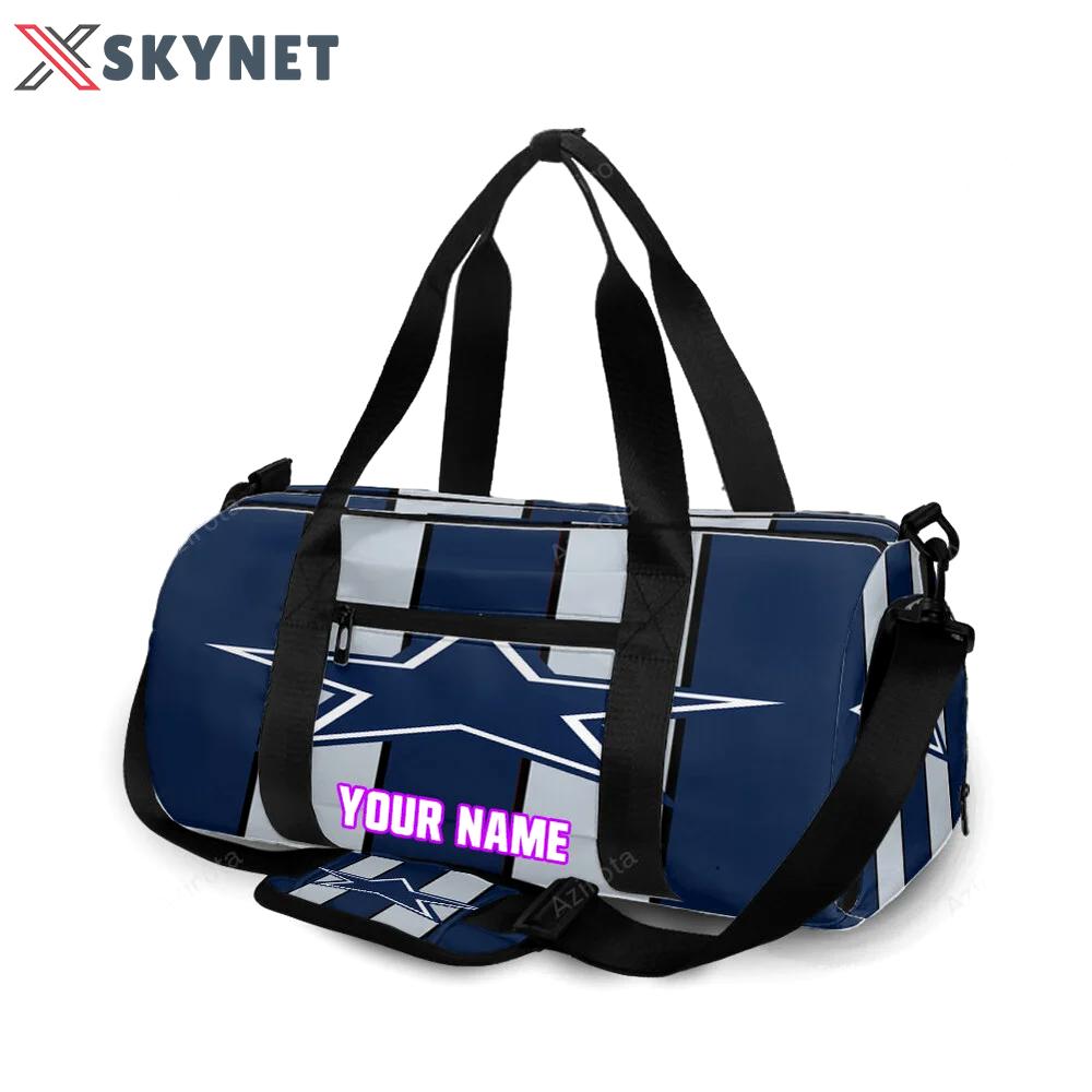 Dallas cowboys star striped navy personalized name travel bag gym bag 337 Travel Bag