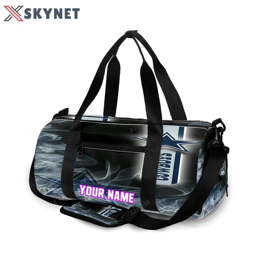 Dallas cowboys star white smoke personalized name travel bag gym bag 388 Travel Bag