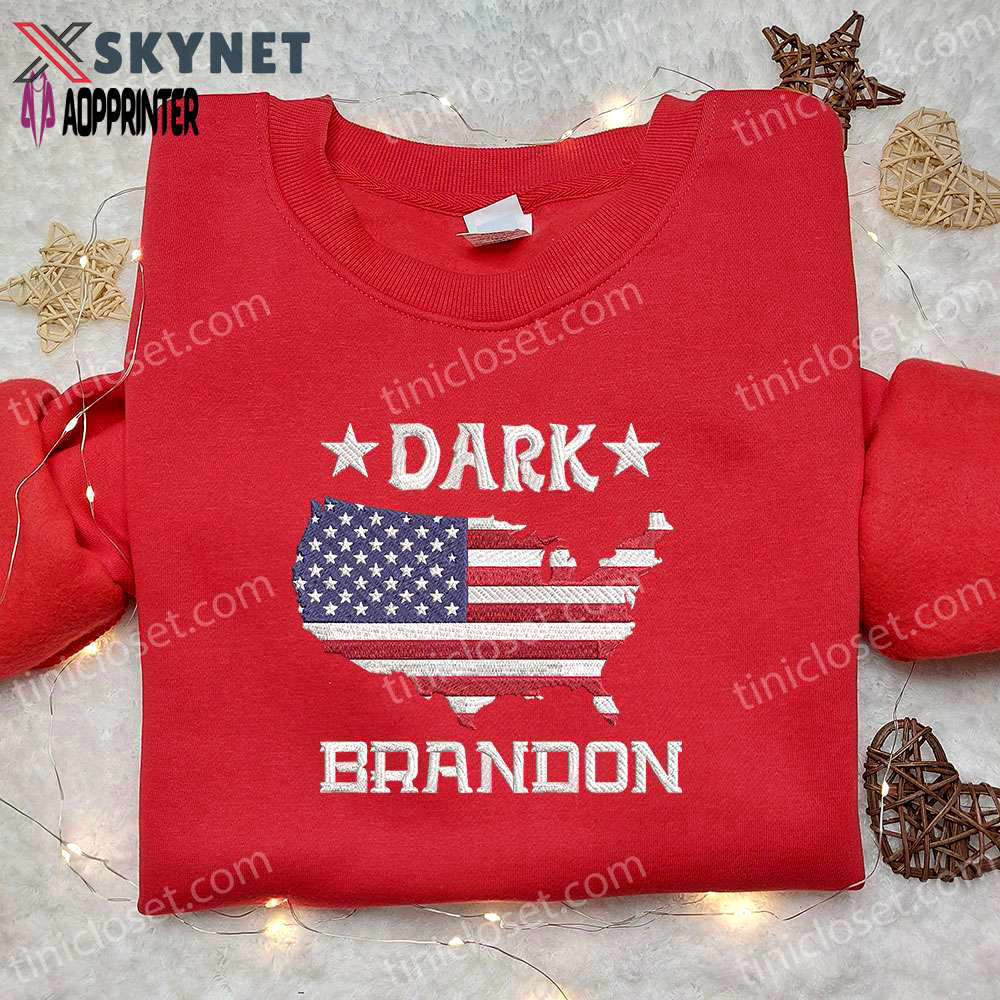 Dark brandon embroidered shirt: joe biden design – hot political topics t-shirt Embroidered Shirt
