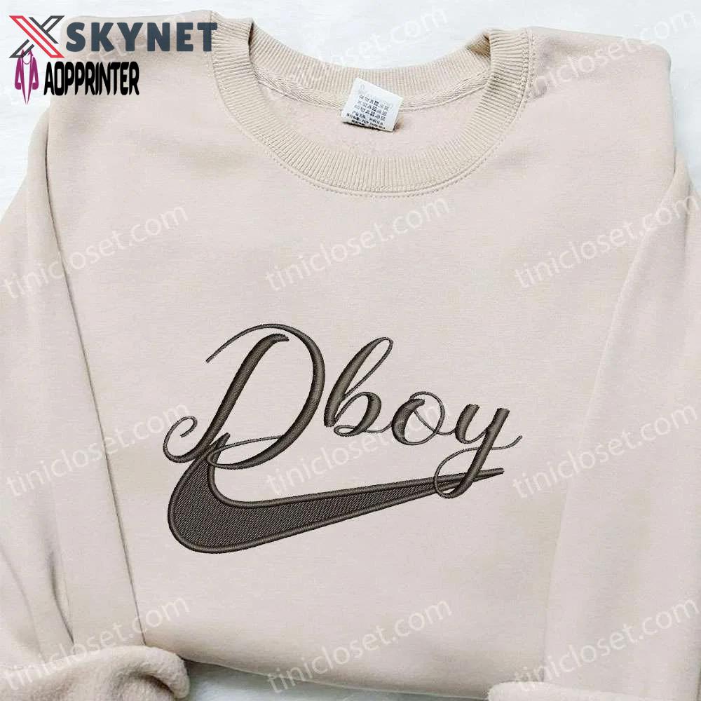 Dboy x swoosh embroidered hoodie custom shirt nike inspired embroidery Embroidered Shirt
