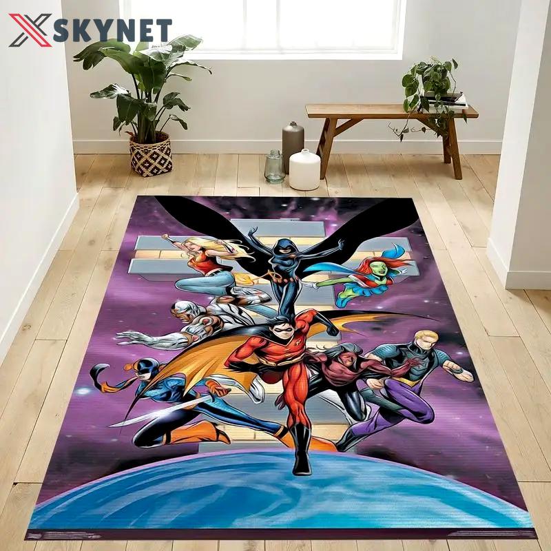 Dc comics teen titans group area rug living room and bed room rug rug regtangle carpet floor decor home decor Rectangle Rug