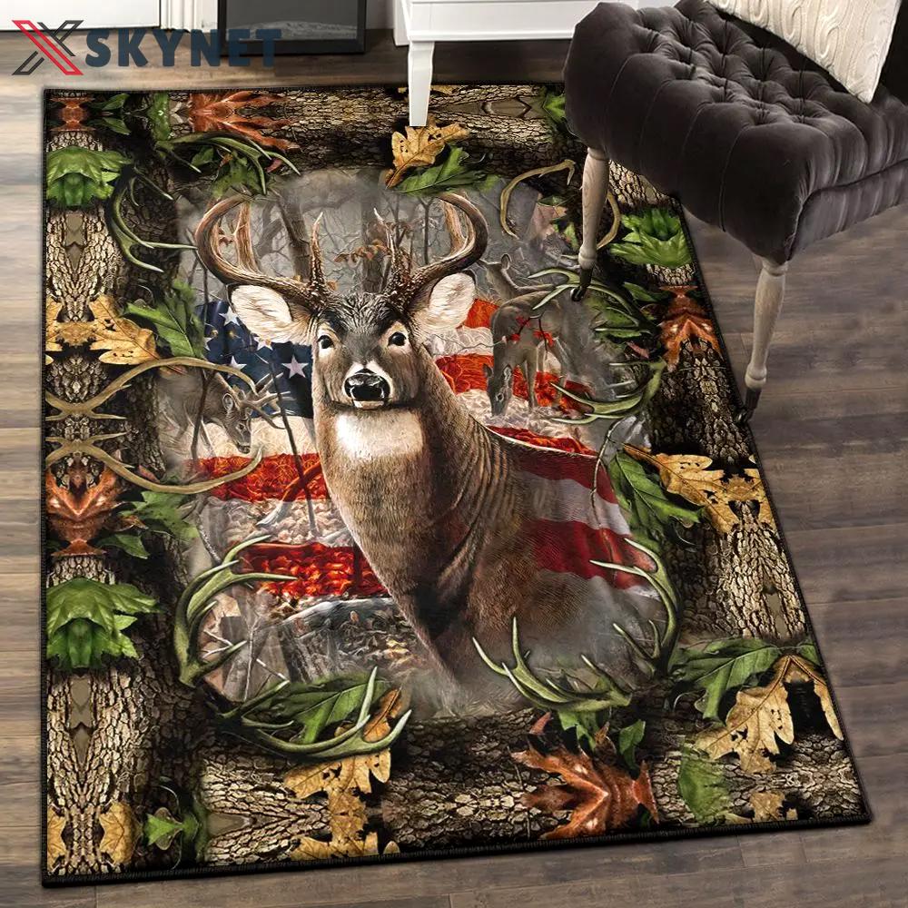 Deer hunting bedroom rugs, deer hunting rug Rectangle Rug