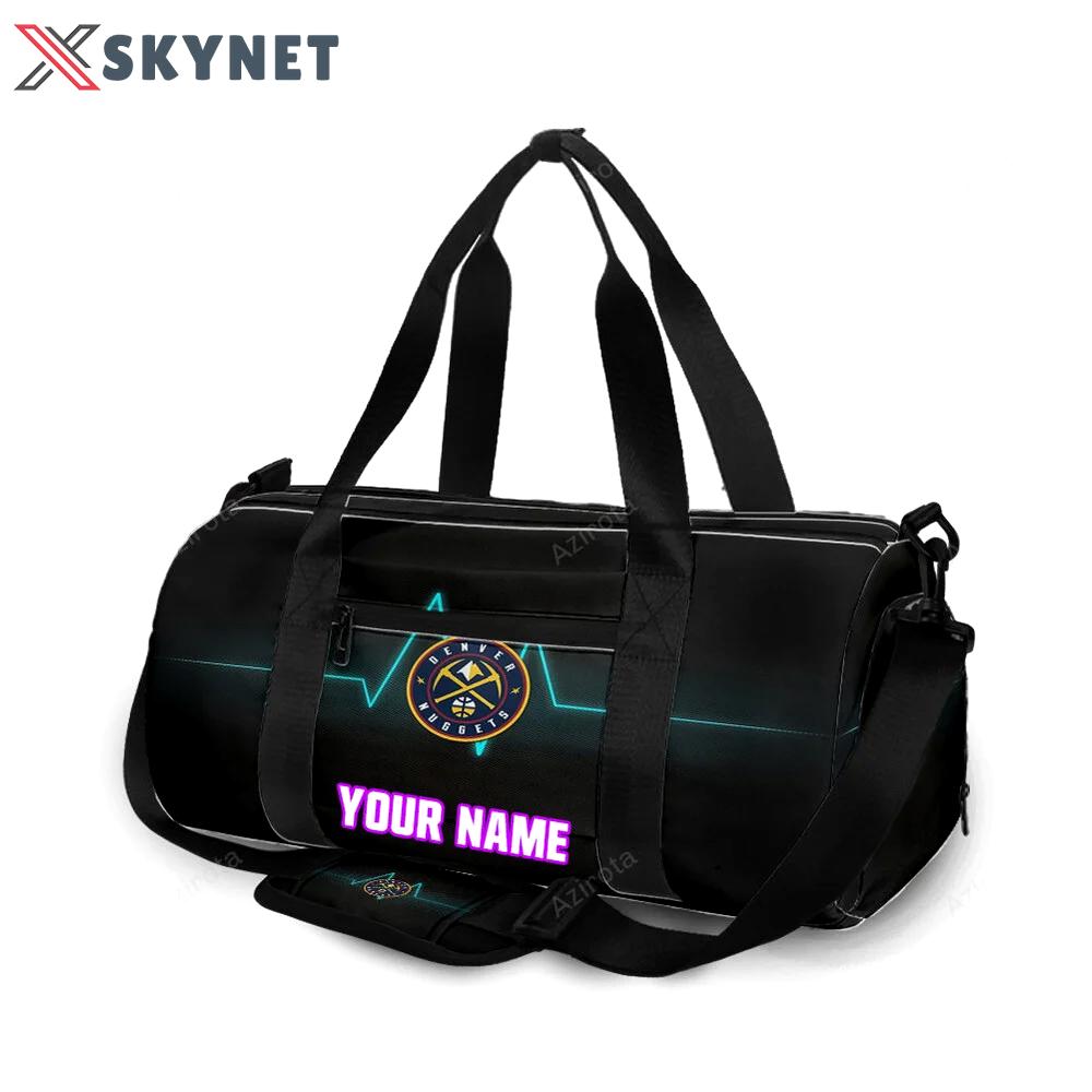 Denver nuggets heart beat black personalized name travel bag gym bag 1717 Travel Bag