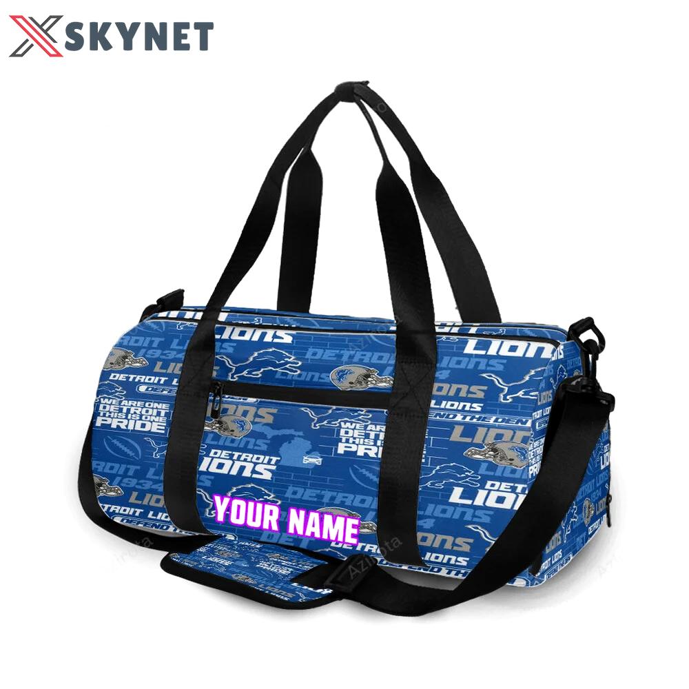 Detroit lions emblem v8 personalized name travel bag gym bag 1705 Travel Bag