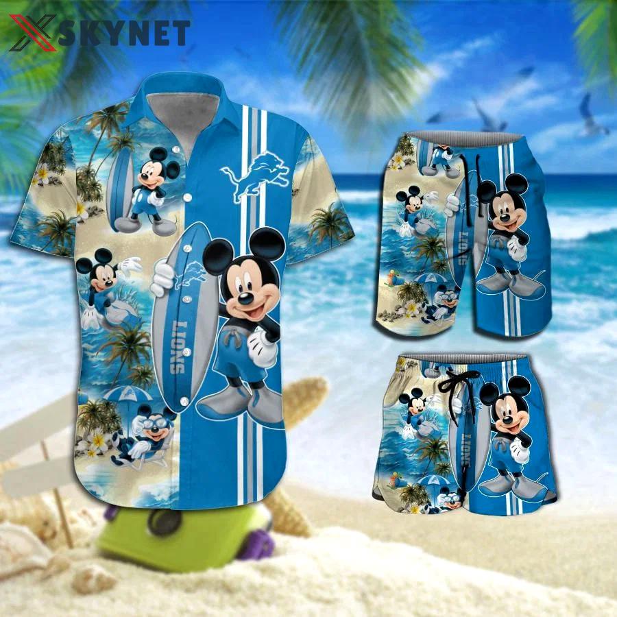 Detroit lions mickey mouse hot summer 3d hawaiian shirt Hawaii Shirt