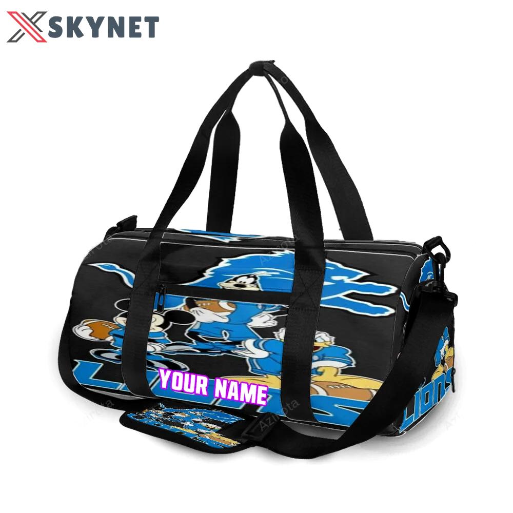 Detroit lions mickey pluto and donald duck personalized name travel bag gym bag 1742 Travel Bag