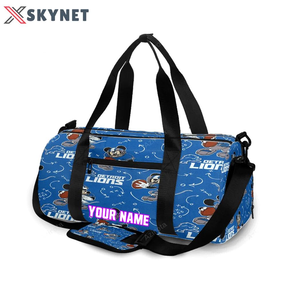 Detroit lions mickey seamless personalized name travel bag gym bag 1035 Travel Bag
