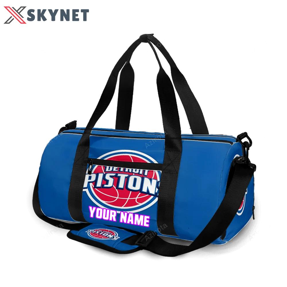 Detroit pistons blue personalized name travel bag gym bag 1352 Travel Bag