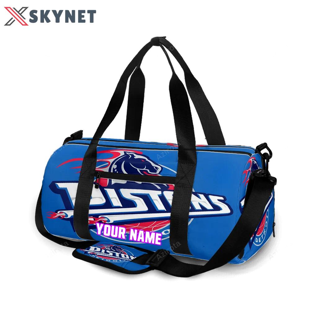 Detroit pistons horse blue personalized name travel bag gym bag 362 Travel Bag