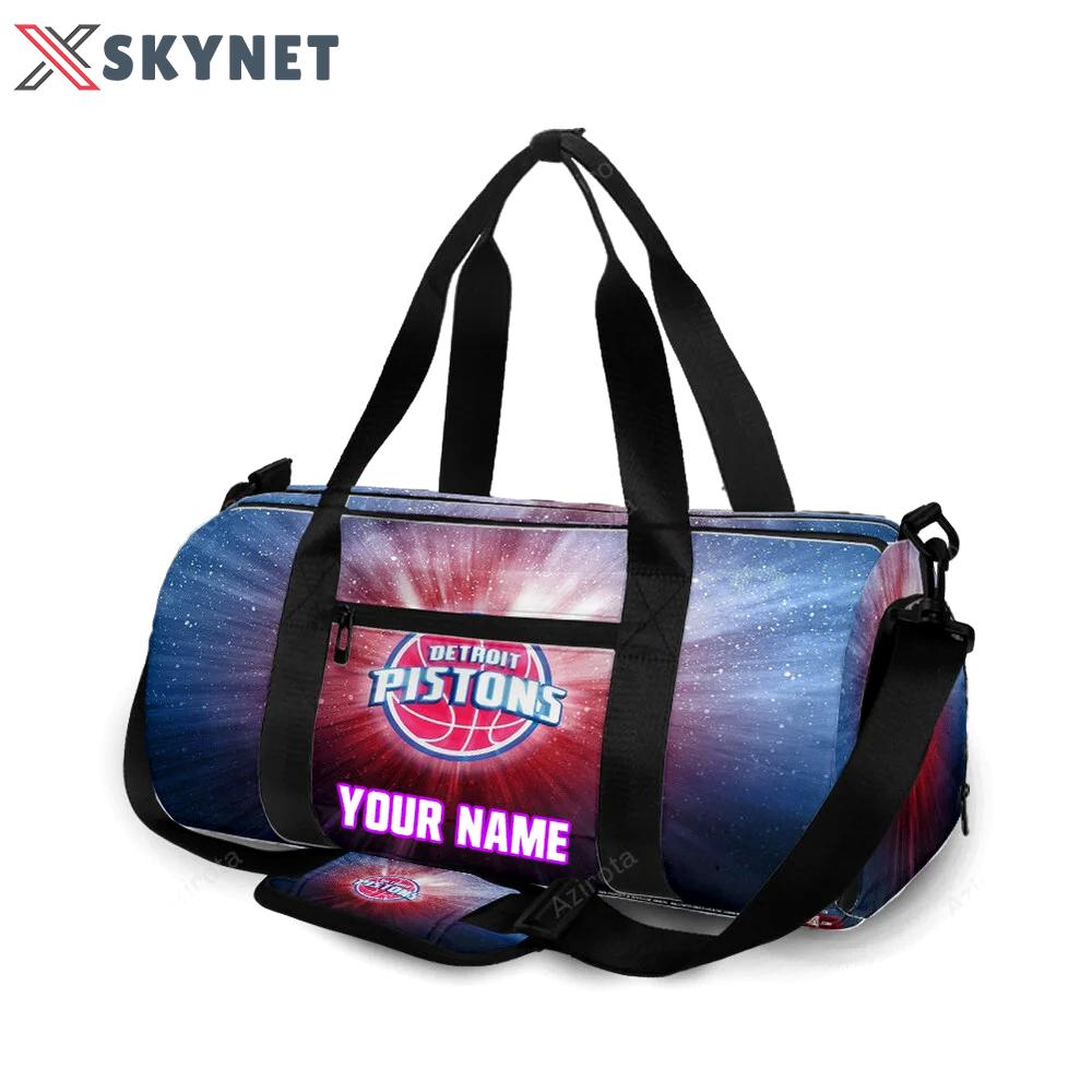 Detroit pistons red blue galaxy personalized name travel bag gym bag 1594 Travel Bag