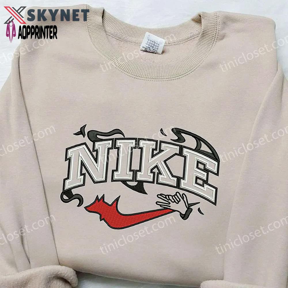 Devil hand x nike embroidered shirt – halloween custom design Embroidered Shirt
