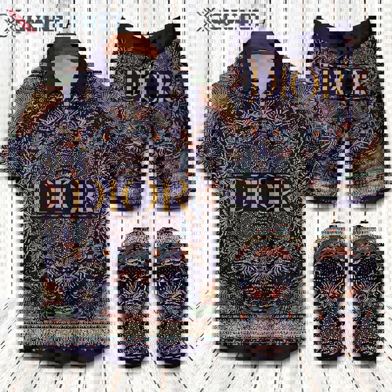 Dior flip flops and combo hawaii shirt shorts luxury brand summer outfit Hawaii Shirt Shorts & Flip Flops