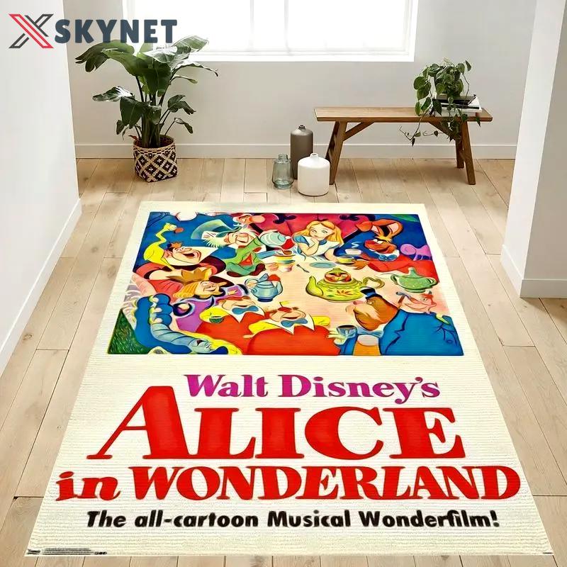 Disney alice in wonderland one sheet area rug living room and bed room rug rug regtangle carpet floor decor home decor Rectangle Rug