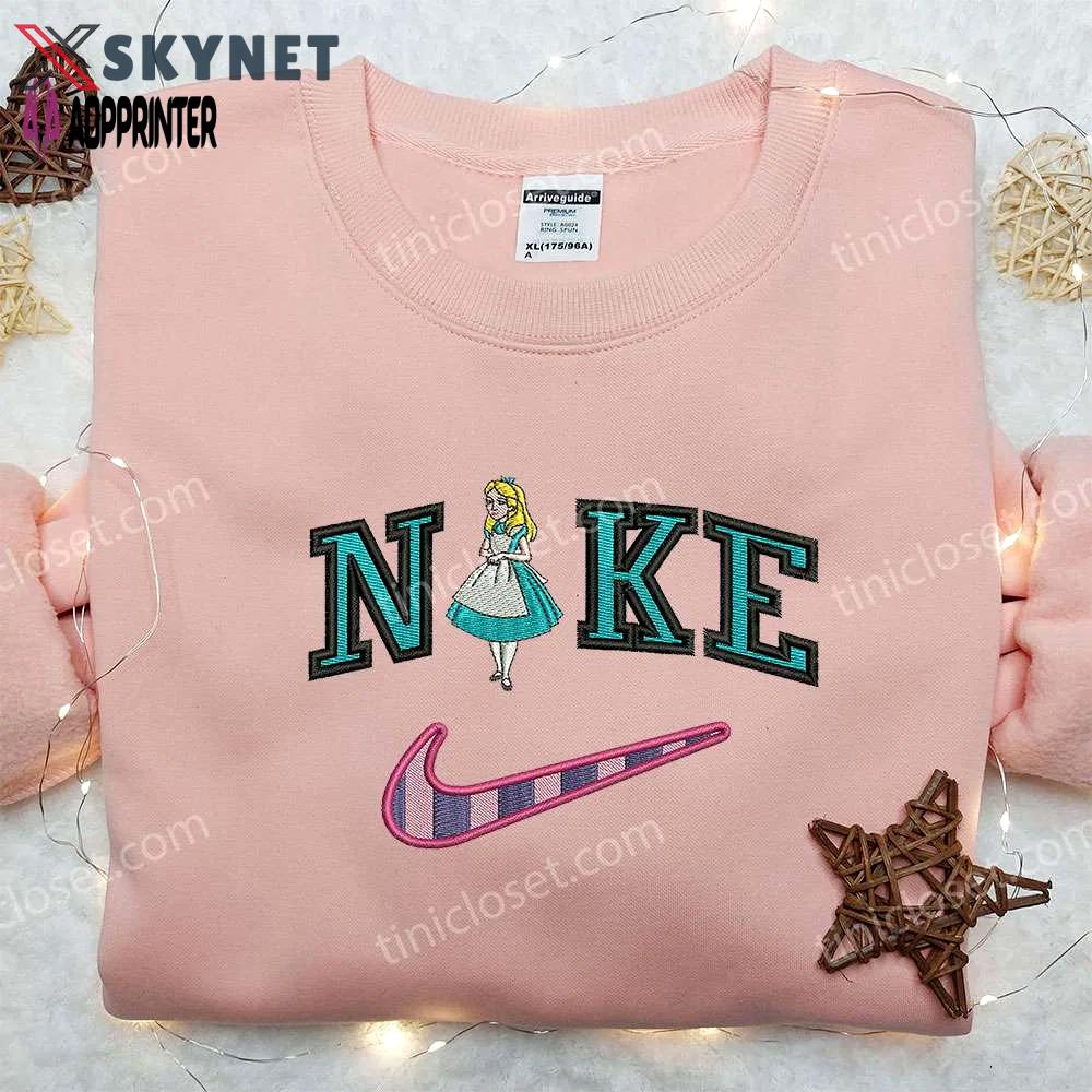 Disney alice x nike embroidered shirt: alice in wonderland inspired disney shirt Embroidered Shirt