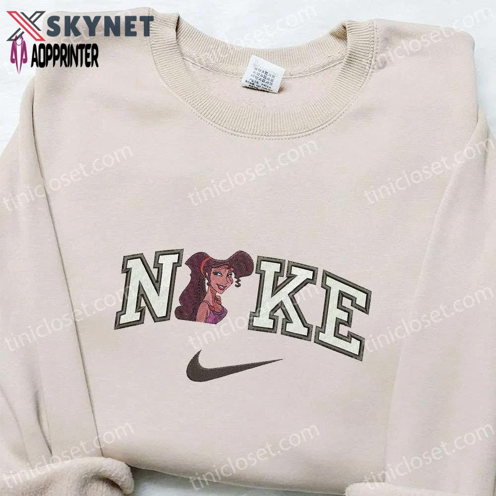 Disney characters embroidered tshirt megara x nike cartoon shirt nike inspired embroidery Embroidered Shirt
