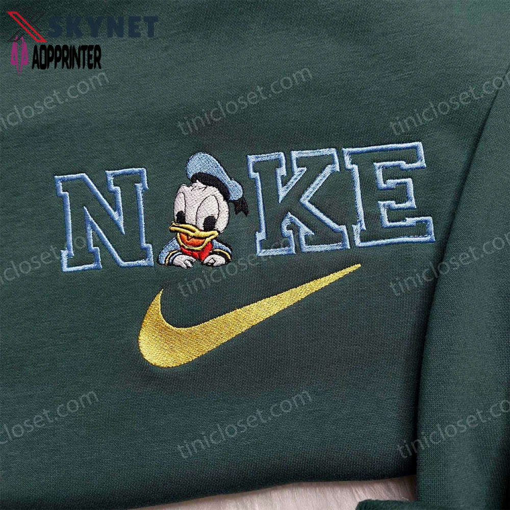 Disney donald duck embroidered sweatshirt: nike-inspired hoodie for family Embroidered Shirt