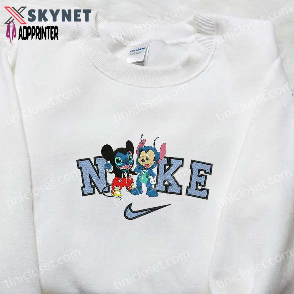 Disney halloween nike x mickey stitch embroidered shirt: unique nike inspired design Embroidered Shirt