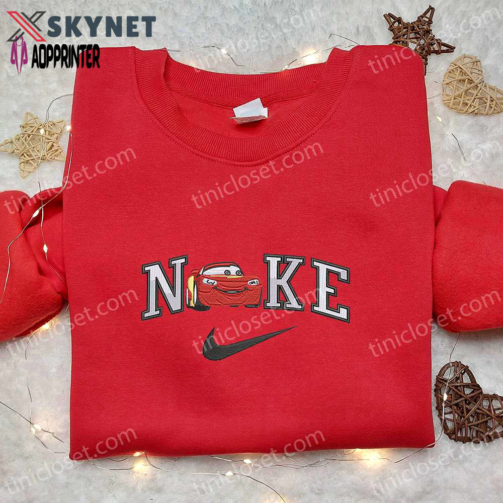 Disney lightning mcqueen x nike cartoon embroidered shirt – fun & stylish disney characters inspired nike shirt Embroidered Shirt