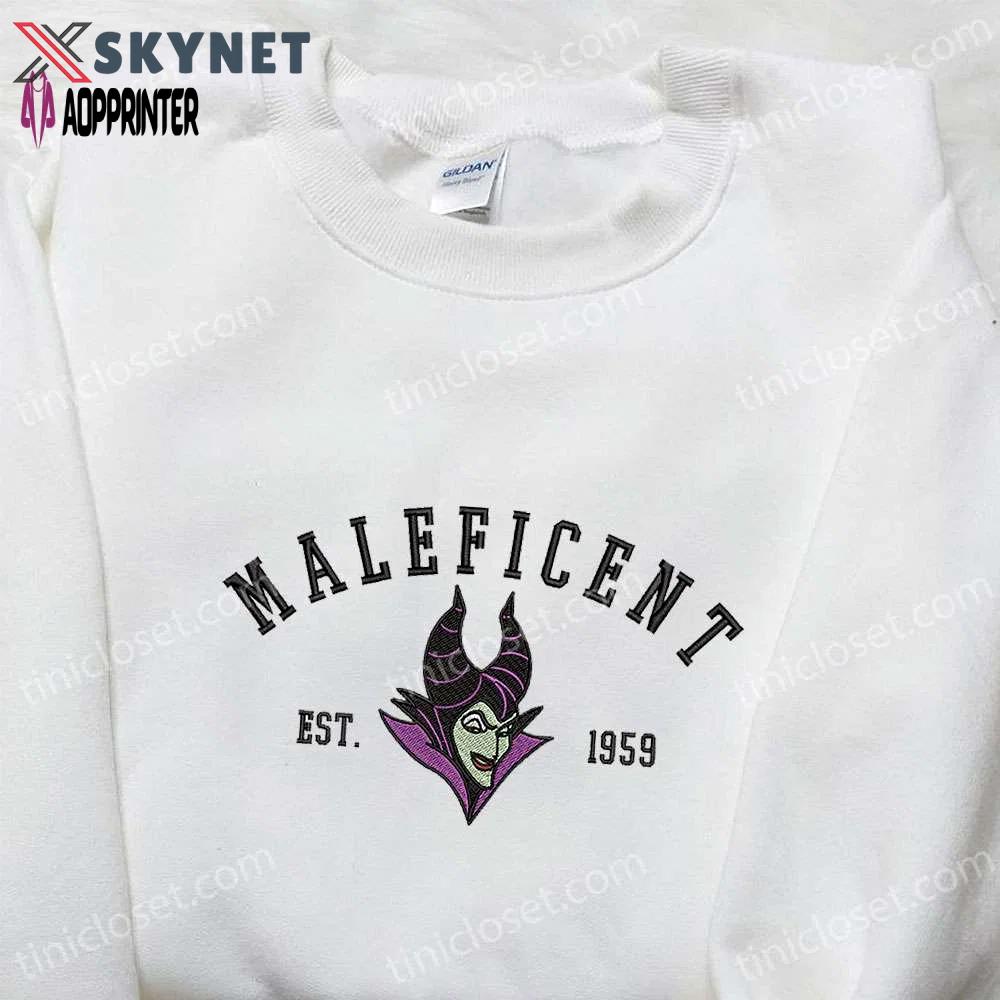Disney maleficent est 1959 hoodie: halloween embroidered sweatshirt perfect gift for halloween lovers Embroidered Shirt