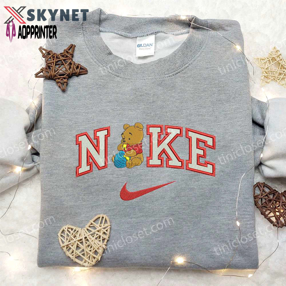 Disney winnie the pooh x nike embroidered sweatshirt: stylish nike inspired shirt Embroidered Shirt