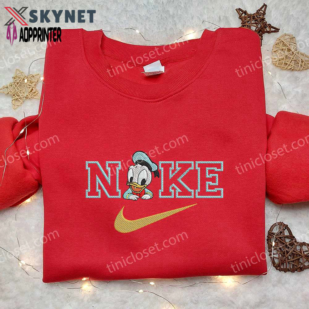 Disney x nike baby donald duck embroidered hoodie & shirt: cute and stylish nike-inspired baby apparel Embroidered Shirt