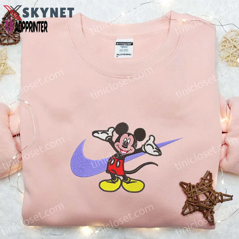 Disney x nike: mickey mouse embroidered hoodie & cartoon shirt nike inspired characters Embroidered Shirt