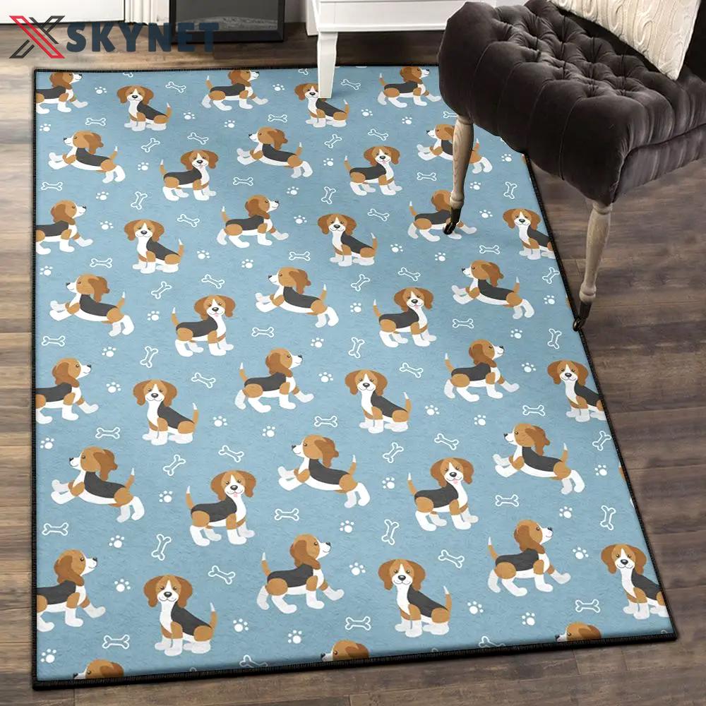 Dog modern rugs, beagle paw dog bone rug Rectangle Rug
