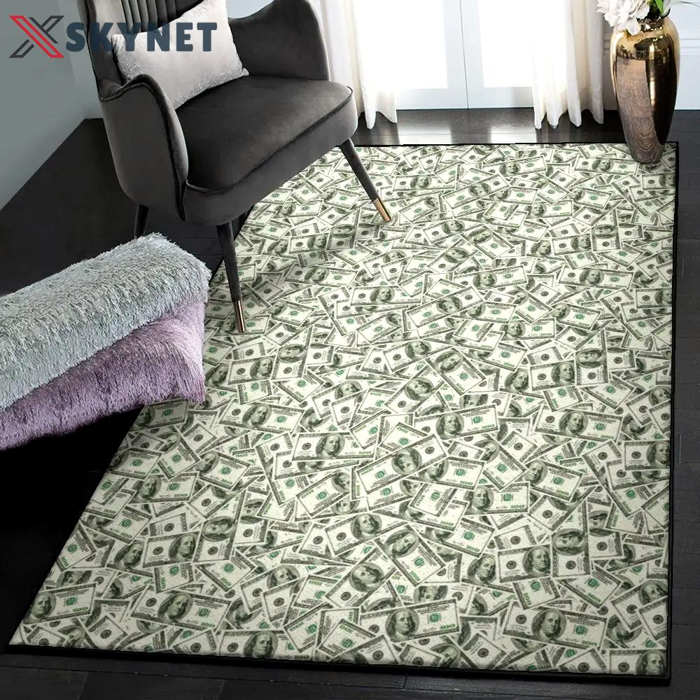 Dollar large living room rugs, dollar money pattern rug Rectangle Rug