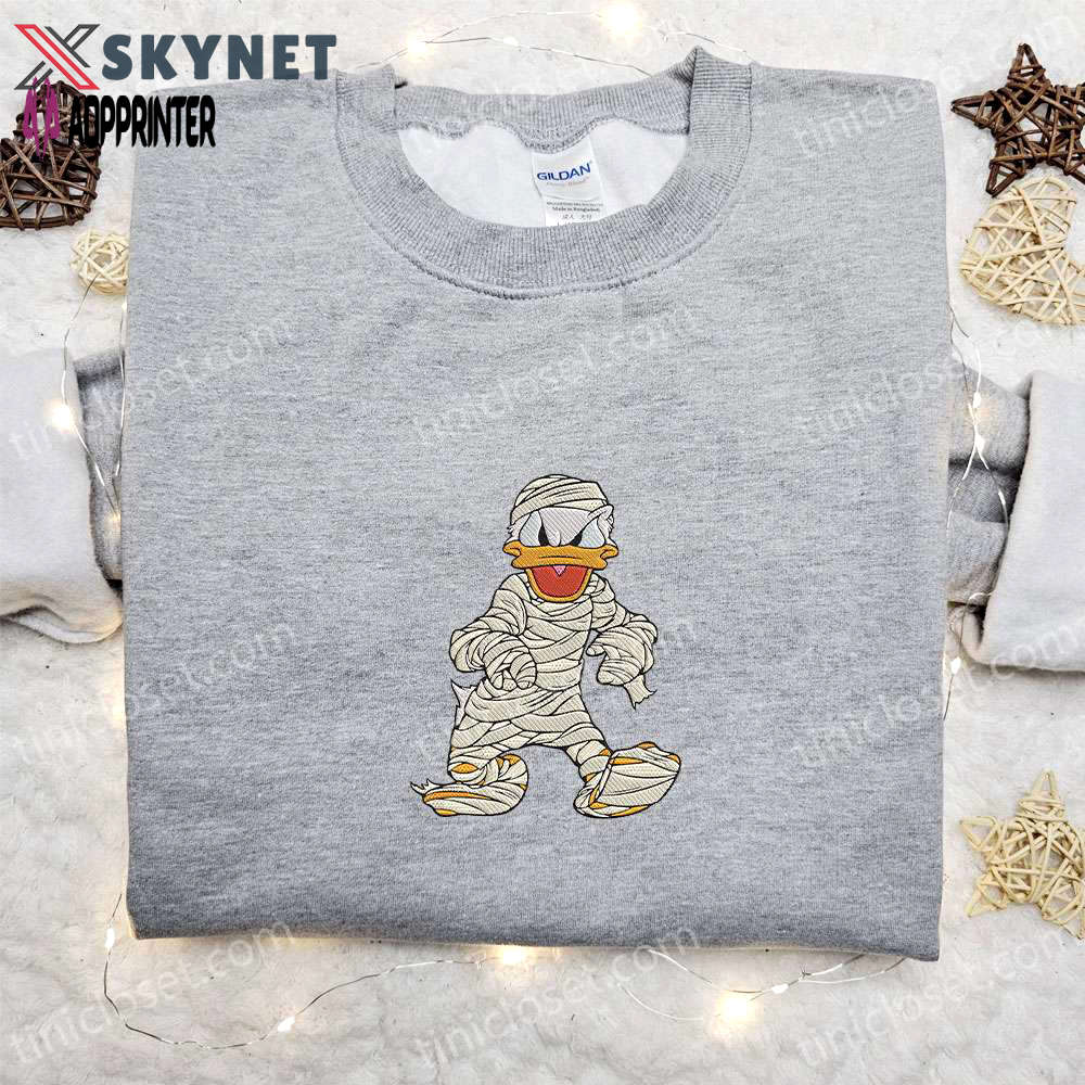 Donald duck mummy embroidered hoodie – disney halloween sweatshirt funny shirt Embroidered Shirt