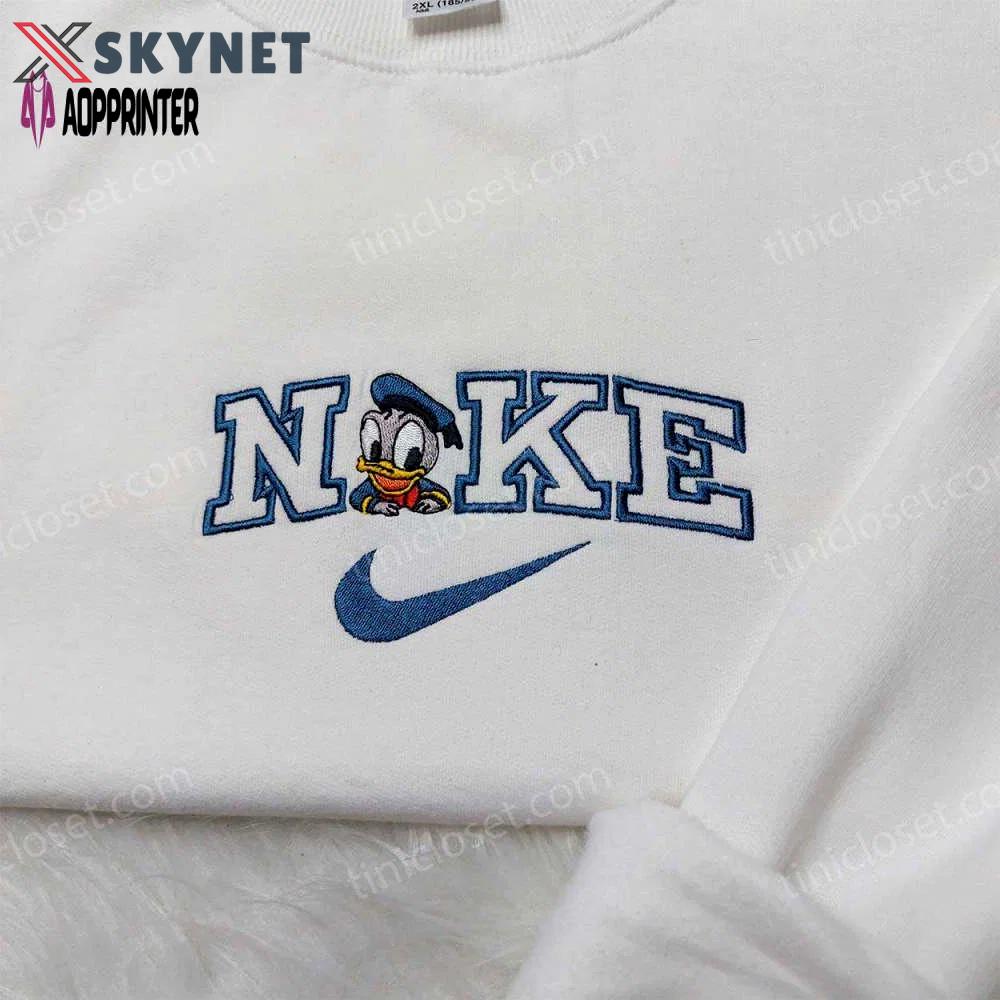 Donald duck nike embroidered sweatshirt: disneyland family shirts & nike inspired hoodie Embroidered Shirt