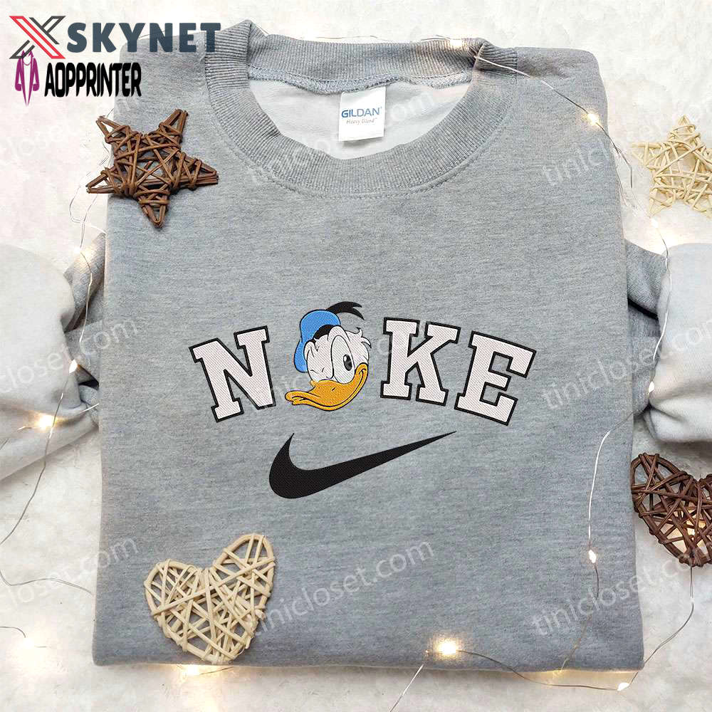 Donald duck x nike embroidered hoodie & shirt: disney inspired apparel with nike influences Embroidered Shirt