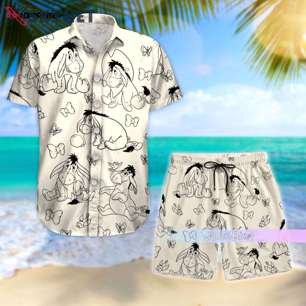 Eeyore shirt: hawaiian art pencil button down summer shorts – unisex s-5xl gifts for women Hawaii Shirt
