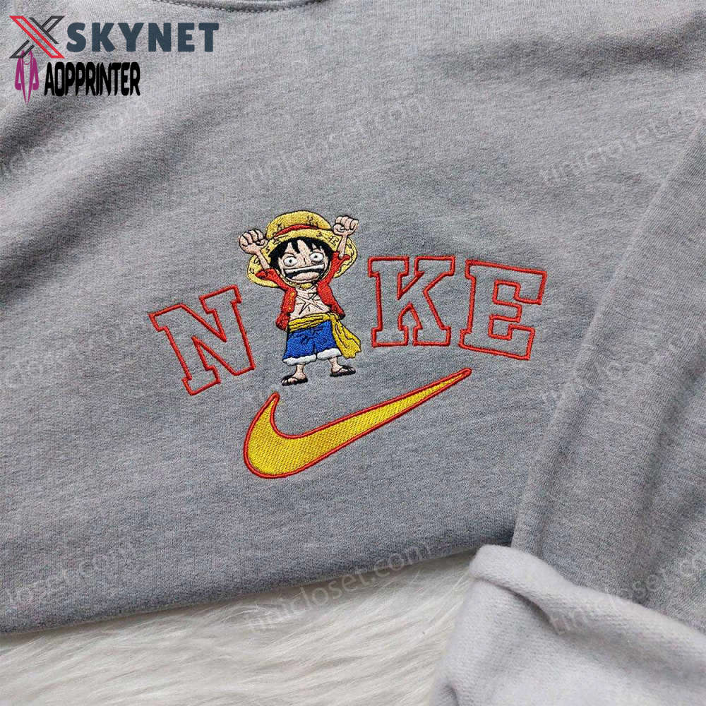 Exclusive one piece luffy nike shirt & anime hoodie with embroidered sweatshirt Embroidered Shirt