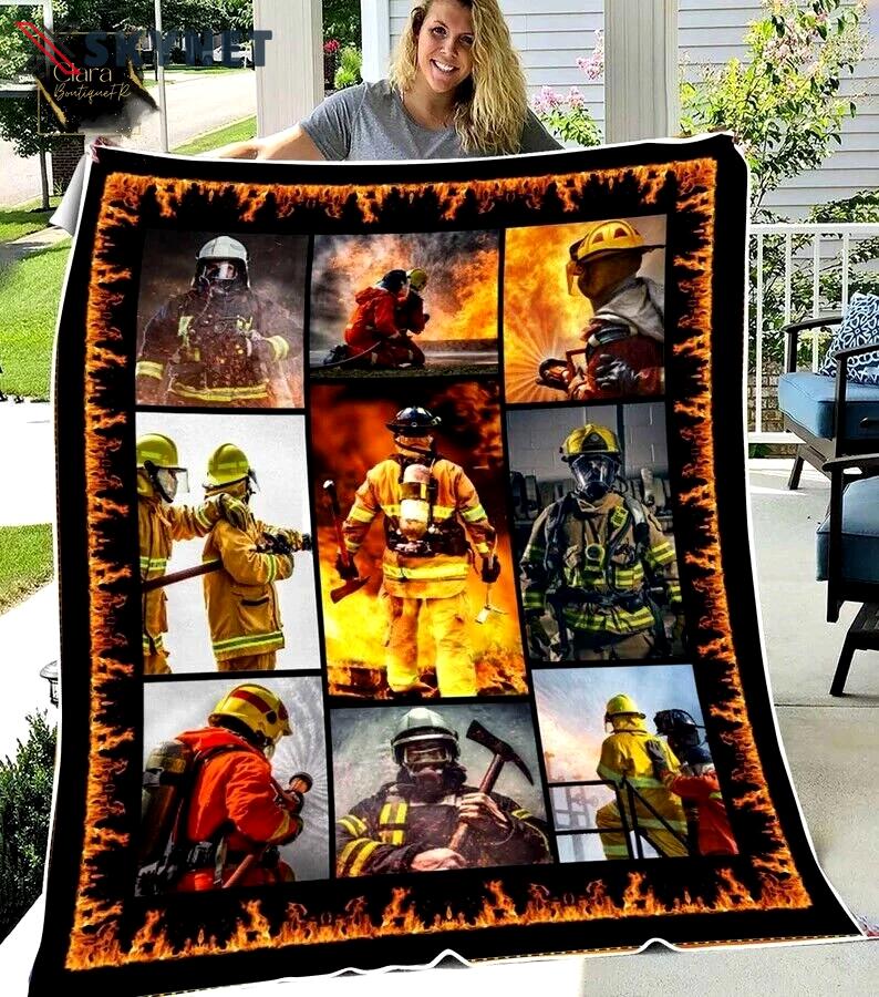Firefighter desire to serve dad fleece blanket, mink sherpa blanket, father's day gift, firefighter blanket, hero blanket Quilt Blanket