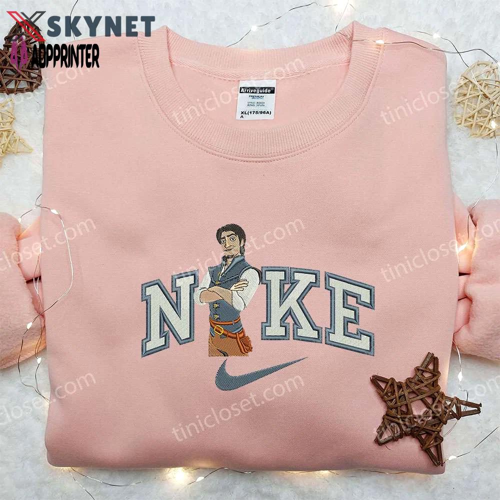Flynn rider x nike embroidered shirt: tangled custom design for iconic style! Embroidered Shirt