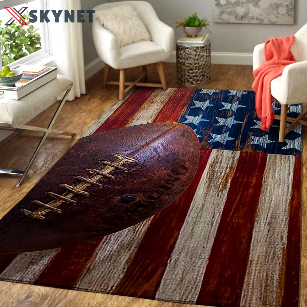 Football ball on american flag area rugs living room carpet floor home decor rb7a8e7e9215 rug regtangle carpet floor decor home decor Rectangle Rug