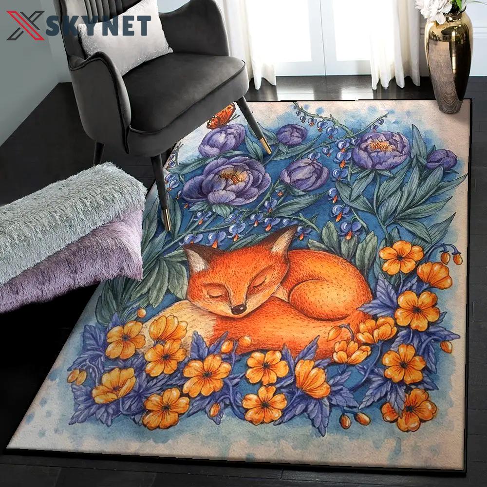 Fox hunting outdoor carpet, fox rug Rectangle Rug