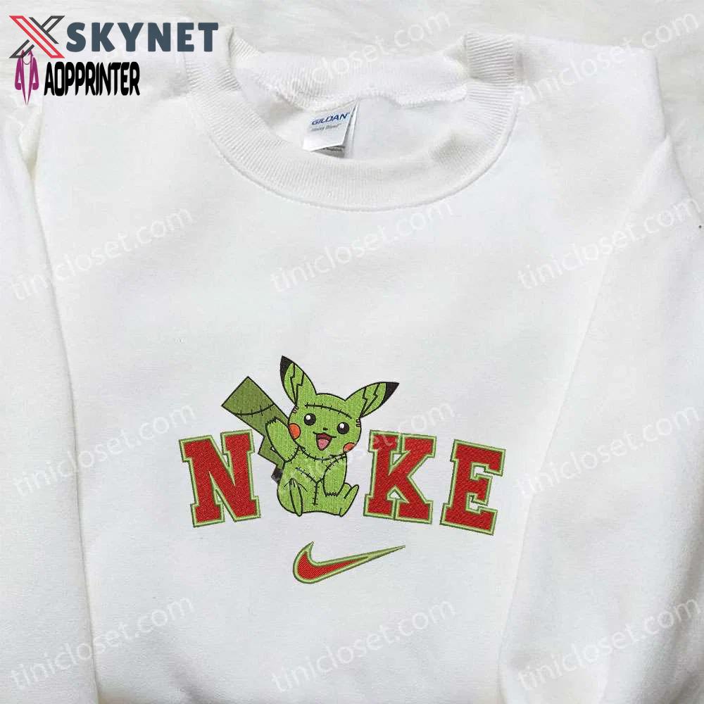 Frankenstein pikachu x nike embroidered sweatshirt – pokemon shirt & cute hoodie Embroidered Shirt