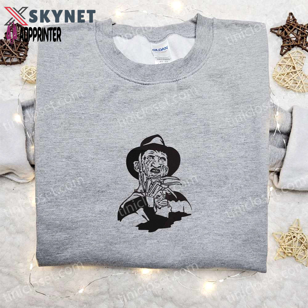 Freddy krueger embroidered sweatshirt: silhouette horror movies hoodie – best halloween gift ideas Embroidered Shirt