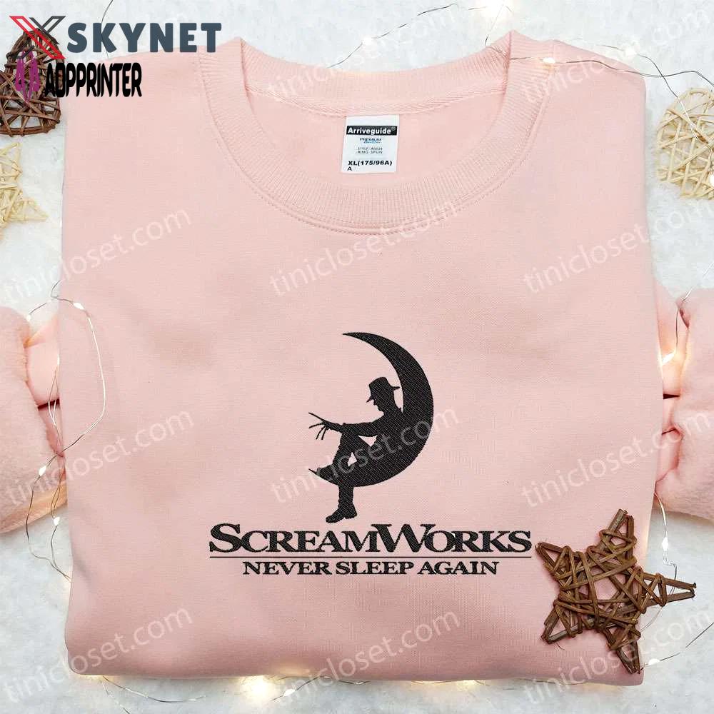 Freddy krueger scream works embroidered sweatshirt: best horror movie hoodie for halloween gifts Embroidered Shirt