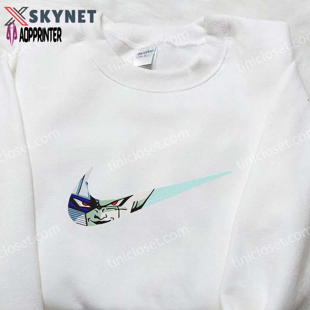 Frieza x nike swoosh anime embroidered hoodie & dragon ball shirt nike inspired embroidery Embroidered Shirt