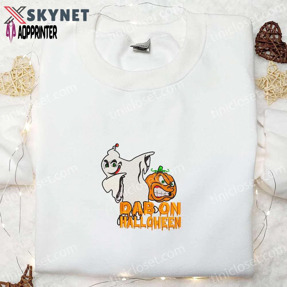 Funny halloween ghost embroidered shirt – spooky dab shirt for a hauntingly good time! Embroidered Shirt