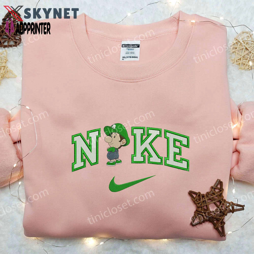 Game mario baby luigi x nike embroidered shirt: stylish nike embroidered shirt for fans Embroidered Shirt